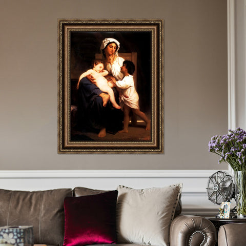 INVIN ART Framed Canvas Art Giclee Print Sleep 1864 boy by William Adolphe Bouguereau Wall Art Living Room Home Office Decorations