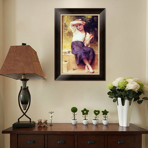 INVIN ART Framed Canvas Art Giclee Print Marguerite by William Adolphe Bouguereau Wall Art Living Room Home Office Decorations