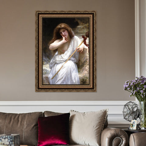 INVIN ART Framed Canvas Art Giclee Print Seated Bacchante by William Adolphe Bouguereau Wall Art Living Room Home Office Decorations