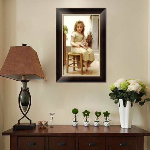 INVIN ART Framed Canvas Art Giclee Print Seated The Snack by William Adolphe Bouguereau Wall Art Living Room Home Office Decorations