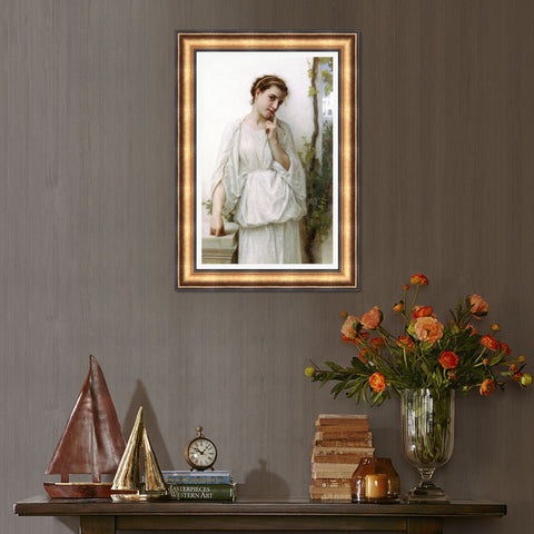 INVIN ART Framed Canvas Art Giclee Print Reverie by William Adolphe Bouguereau Wall Art Living Room Home Office Decorations
