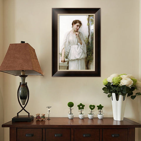 INVIN ART Framed Canvas Art Giclee Print Reverie by William Adolphe Bouguereau Wall Art Living Room Home Office Decorations