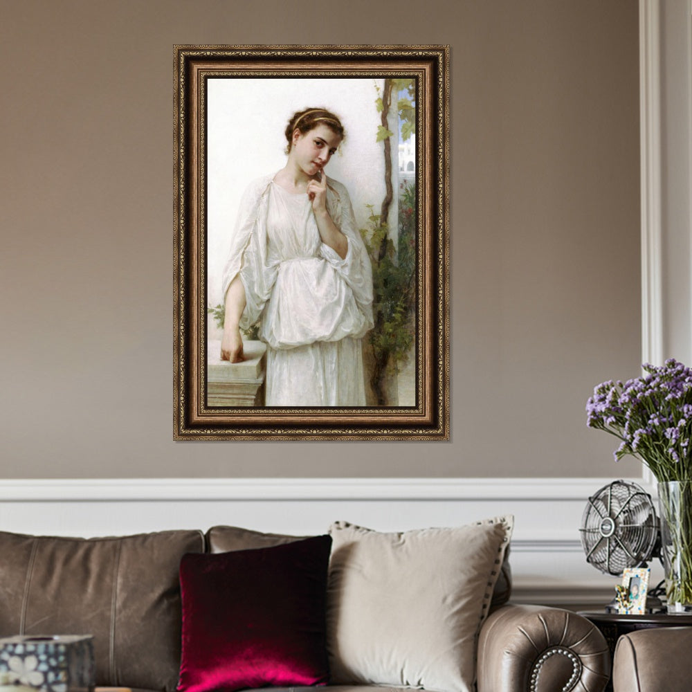 INVIN ART Framed Canvas Art Giclee Print Reverie by William Adolphe Bouguereau Wall Art Living Room Home Office Decorations