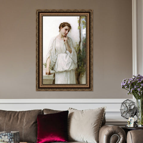 INVIN ART Framed Canvas Art Giclee Print Reverie by William Adolphe Bouguereau Wall Art Living Room Home Office Decorations