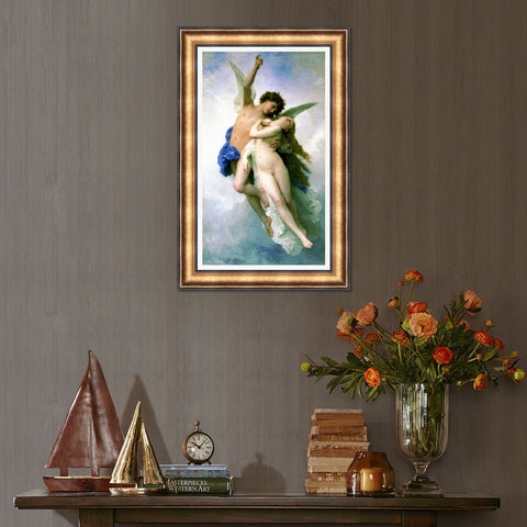 INVIN ART Framed Canvas Art Giclee Print Psyche and Amour by William Adolphe Bouguereau Wall Art Living Room Home Office Decorations