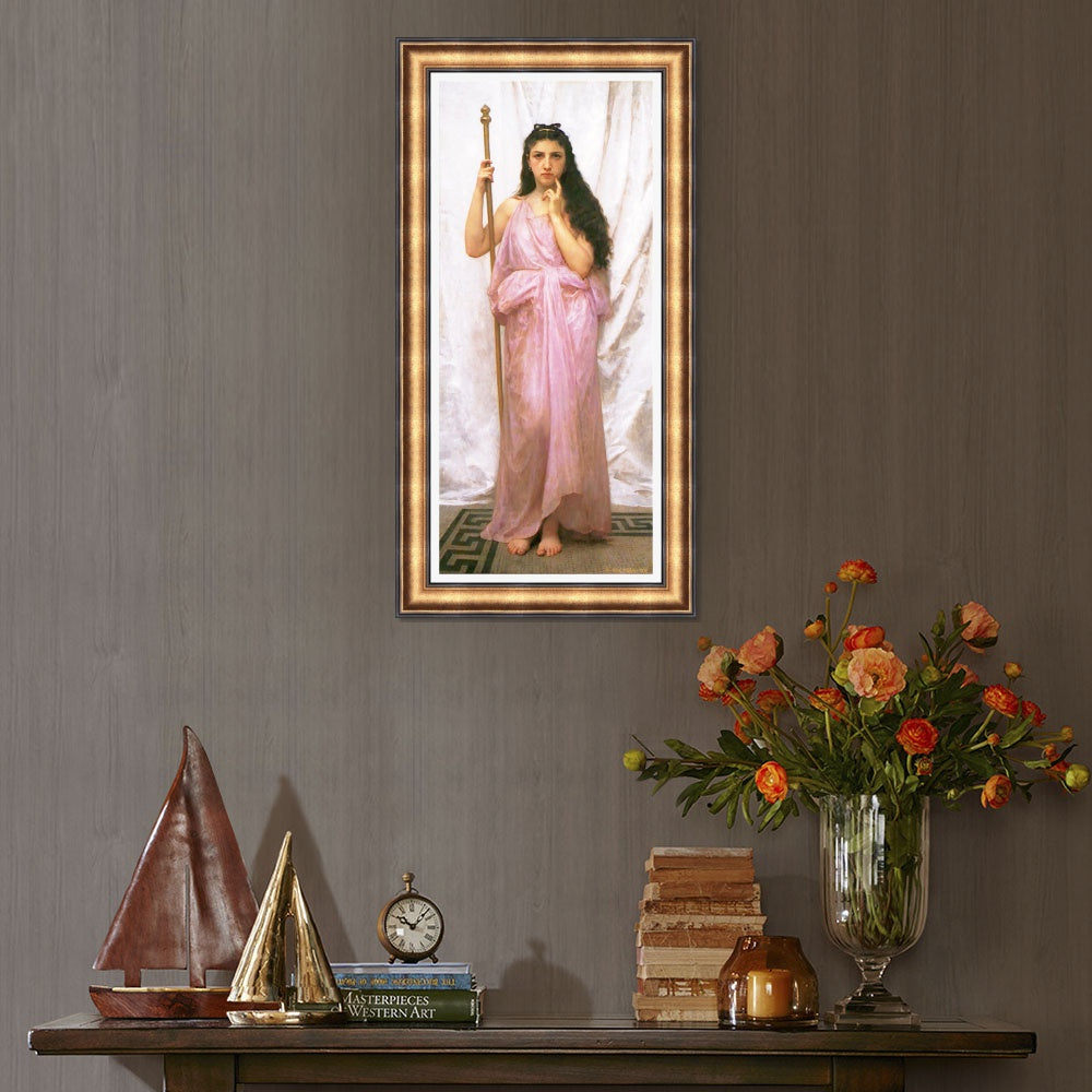 INVIN ART Framed Canvas Art Giclee Print Young Priestess by William Adolphe Bouguereau Wall Art Living Room Home Office Decorations