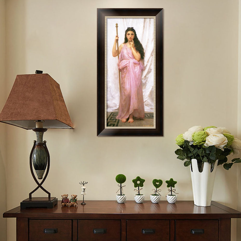 INVIN ART Framed Canvas Art Giclee Print Young Priestess by William Adolphe Bouguereau Wall Art Living Room Home Office Decorations