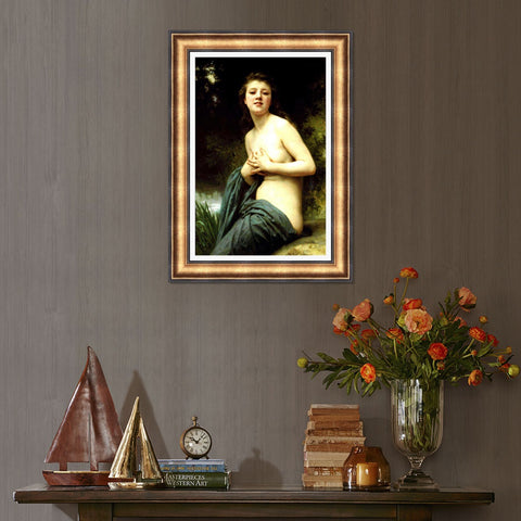 INVIN ART Framed Canvas Art Giclee Print Spring Breeze 1895 by William Adolphe Bouguereau Wall Art Living Room Home Office Decorations
