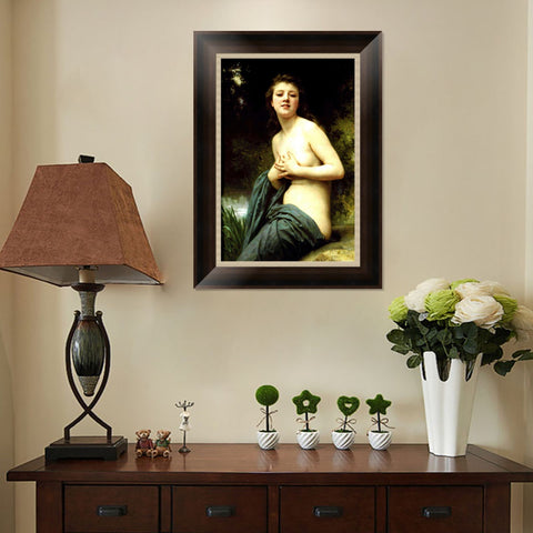 INVIN ART Framed Canvas Art Giclee Print Spring Breeze 1895 by William Adolphe Bouguereau Wall Art Living Room Home Office Decorations