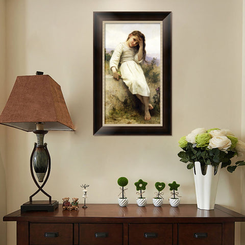 INVIN ART Framed Canvas Art Giclee Print Little Thief by William Adolphe Bouguereau Wall Art Living Room Home Office Decorations