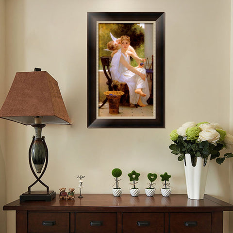 INVIN ART Framed Canvas Art Giclee Print Work Interrupted by William Adolphe Bouguereau Wall Art Living Room Home Office Decorations