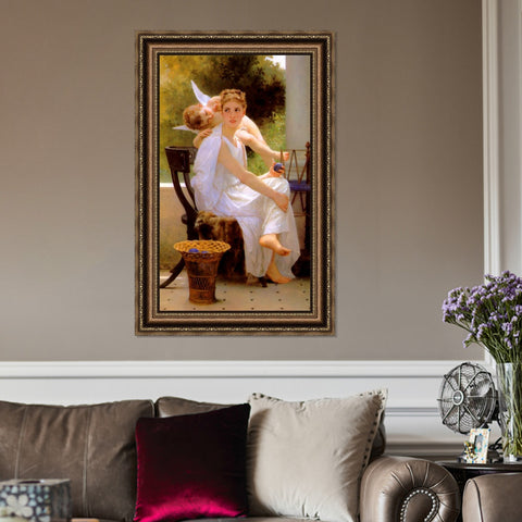 INVIN ART Framed Canvas Art Giclee Print Work Interrupted by William Adolphe Bouguereau Wall Art Living Room Home Office Decorations