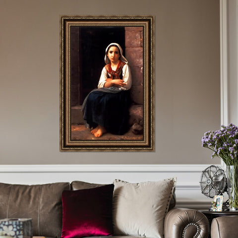 INVIN ART Framed Canvas Art Giclee Print Yvonette by William Adolphe Bouguereau Wall Art Living Room Home Office Decorations