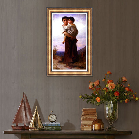 INVIN ART Framed Canvas Art Giclee Print Young Gypsies by William Adolphe Bouguereau Wall Art Living Room Home Office Decorations