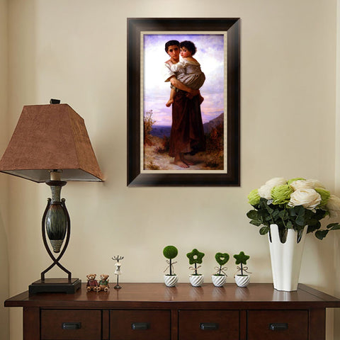 INVIN ART Framed Canvas Art Giclee Print Young Gypsies by William Adolphe Bouguereau Wall Art Living Room Home Office Decorations