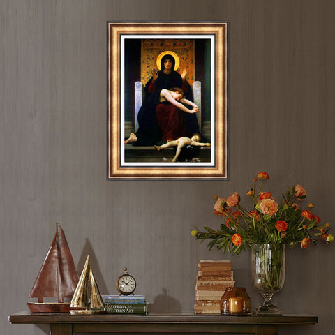 INVIN ART Framed Canvas Art Giclee Print The Virgin of Consolation by William Adolphe Bouguereau Wall Art Living Room Home Office Decorations