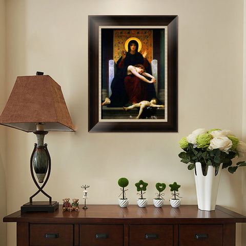 INVIN ART Framed Canvas Art Giclee Print The Virgin of Consolation by William Adolphe Bouguereau Wall Art Living Room Home Office Decorations