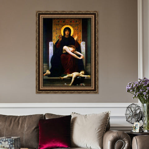 INVIN ART Framed Canvas Art Giclee Print The Virgin of Consolation by William Adolphe Bouguereau Wall Art Living Room Home Office Decorations
