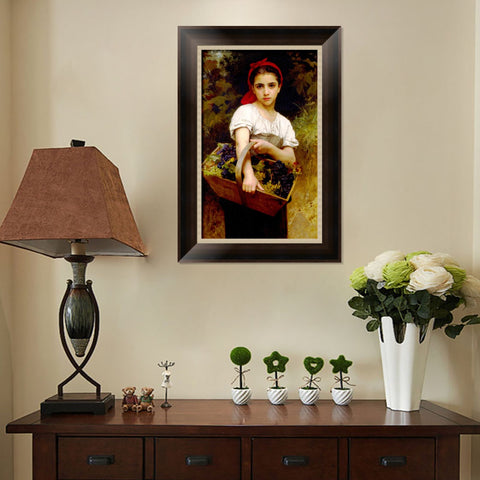 INVIN ART Framed Canvas Art Giclee Print The Grape Picker by William Adolphe Bouguereau Wall Art Living Room Home Office Decorations