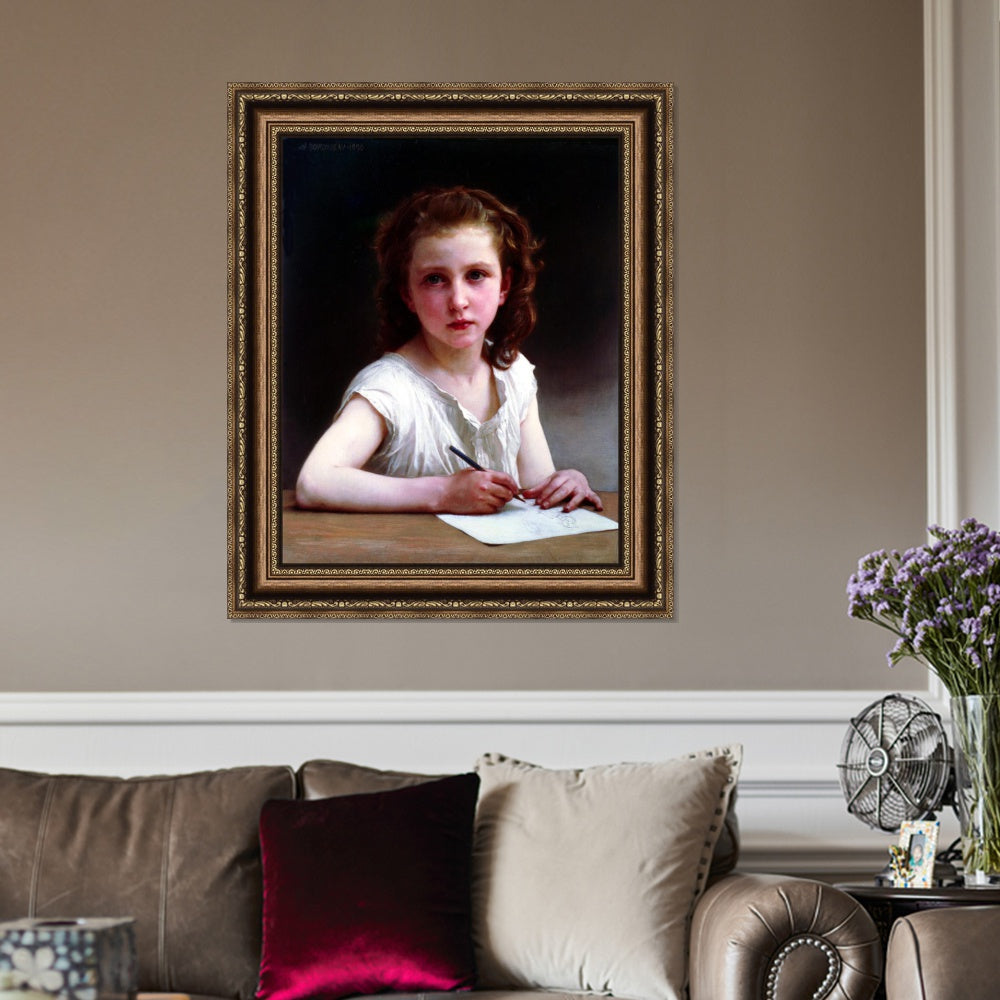 INVIN ART Framed Canvas Art Giclee Print A Calling by William Adolphe Bouguereau Wall Art Living Room Home Office Decorations