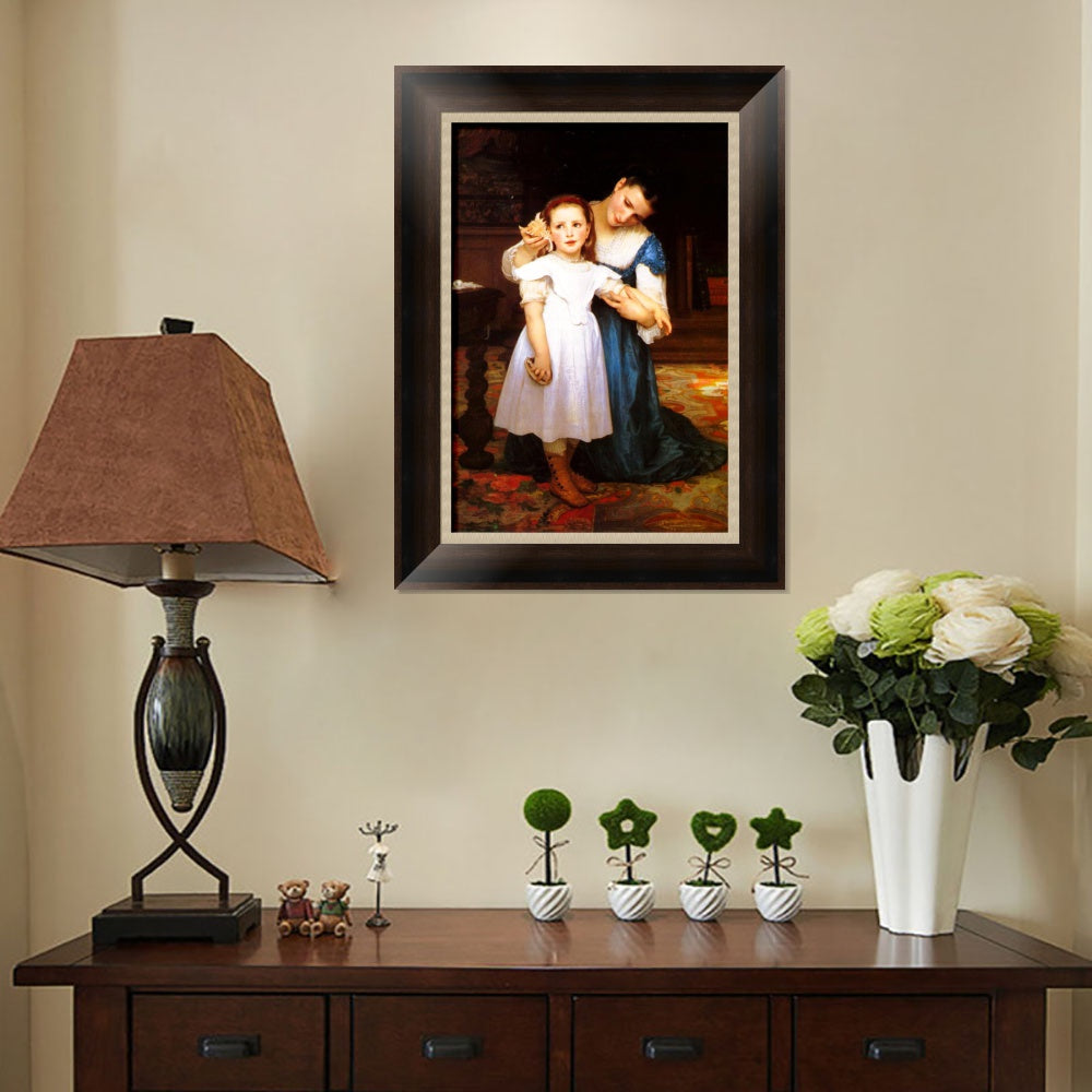 INVIN ART Framed Canvas Art Giclee Print The Shell, 1871 by William Adolphe Bouguereau Wall Art Living Room Home Office Decorations