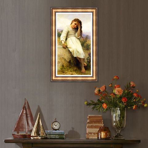 INVIN ART Framed Canvas Art Giclee Print Little Thief by William Adolphe Bouguereau Wall Art Living Room Home Office Decorations