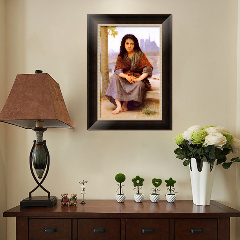 INVIN ART Framed Canvas Art Giclee Print The Bohemian by William Adolphe Bouguereau Wall Art Living Room Home Office Decorations