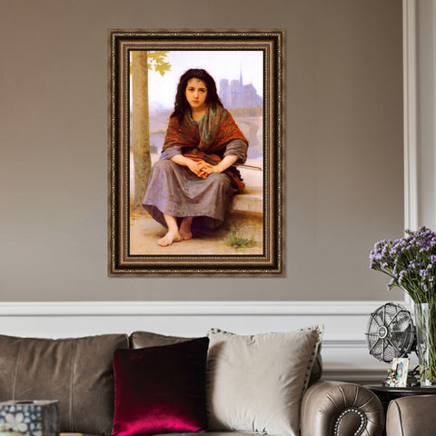 INVIN ART Framed Canvas Art Giclee Print The Bohemian by William Adolphe Bouguereau Wall Art Living Room Home Office Decorations