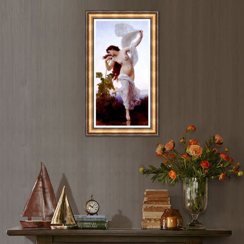 INVIN ART Framed Canvas Art Giclee Print Dawn by William Adolphe Bouguereau Wall Art Living Room Home Office Decorations