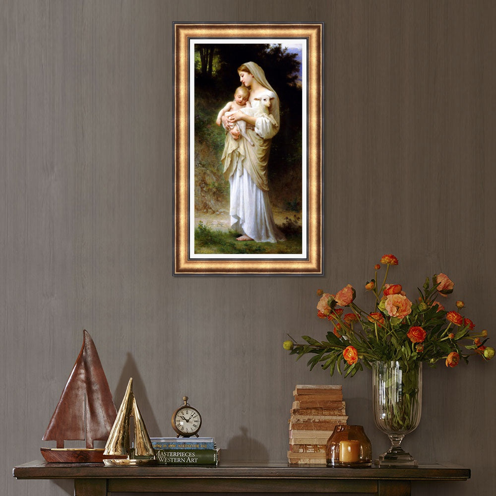 INVIN ART Framed Canvas Art Giclee Print Innocence by William Adolphe Bouguereau Wall Art