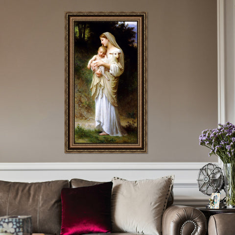 INVIN ART Framed Canvas Art Giclee Print Innocence by William Adolphe Bouguereau Wall Art Living Room Home Office Decorations
