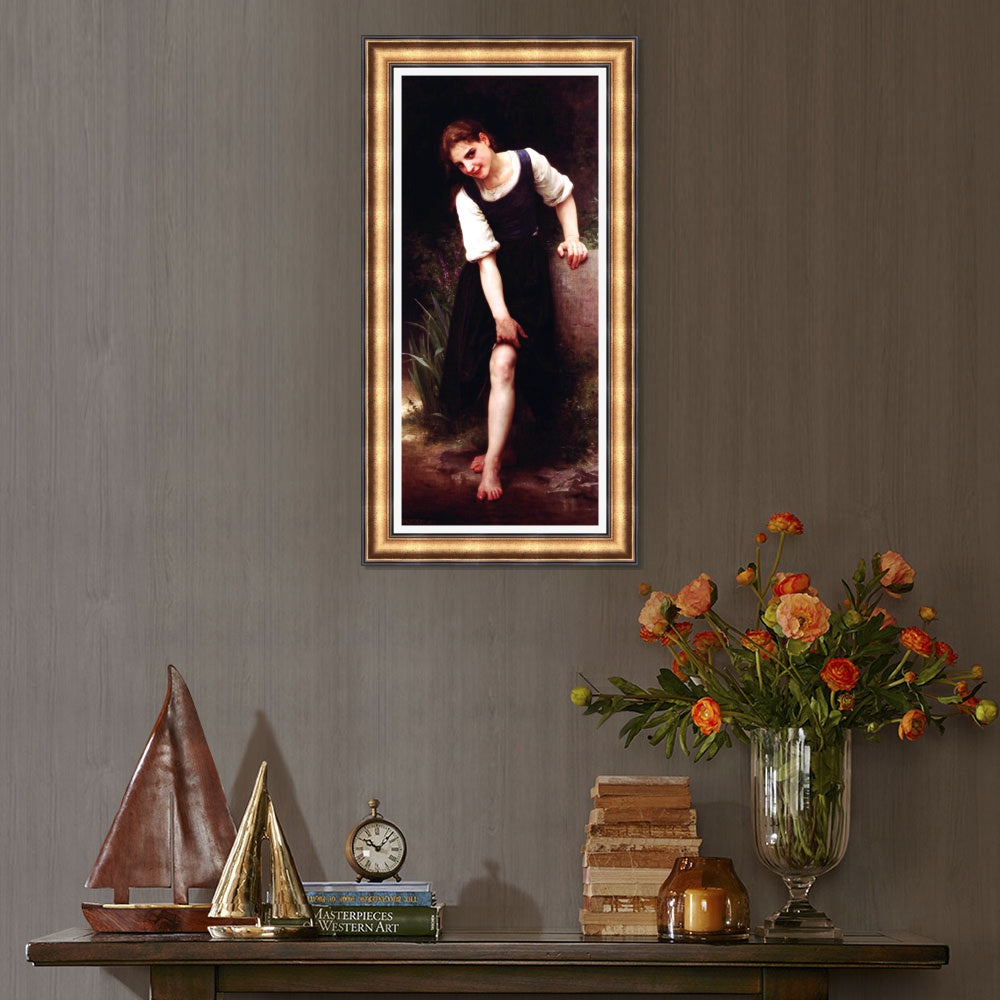 INVIN ART Framed Canvas Art Giclee Print The Ford by William Adolphe Bouguereau Wall Art Living Room Home Office Decorations