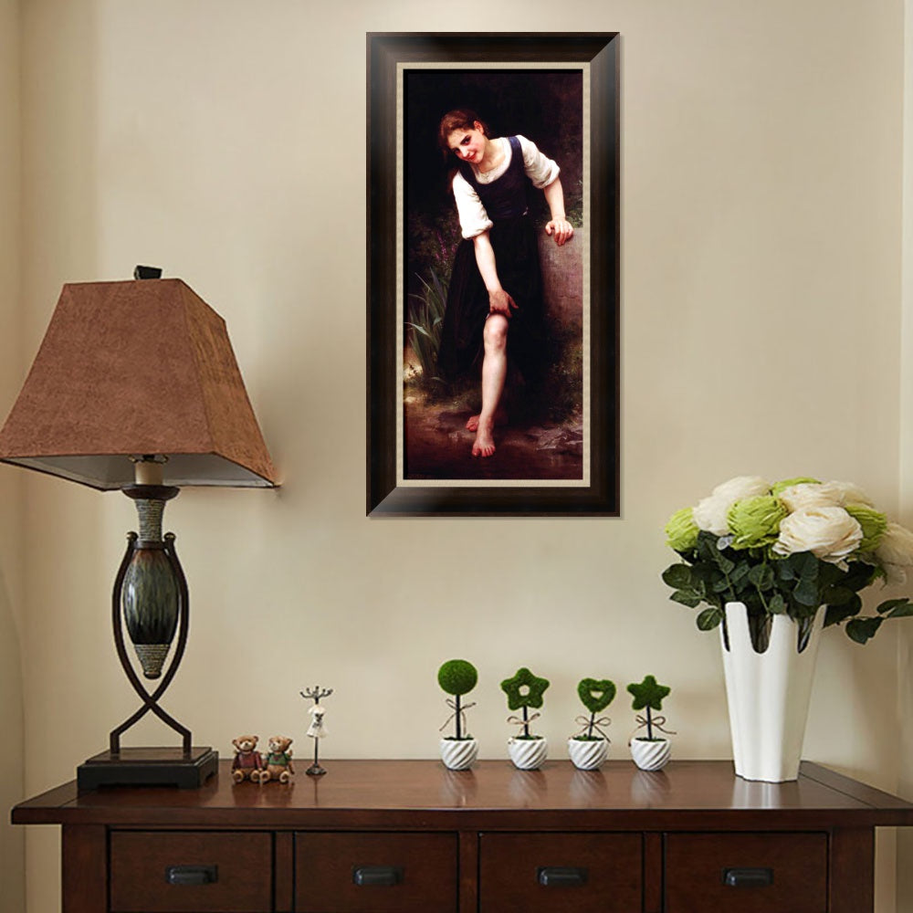 INVIN ART Framed Canvas Art Giclee Print The Ford by William Adolphe Bouguereau Wall Art Living Room Home Office Decorations