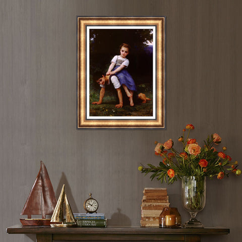 INVIN ART Framed Canvas Art Giclee Print The Horseback Ride by William Adolphe Bouguereau Wall Art Living Room Home Office Decorations