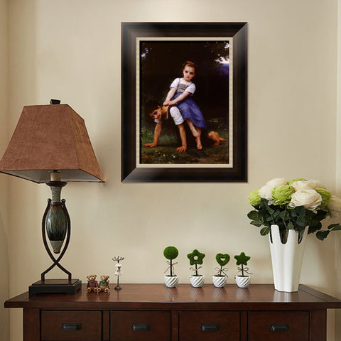 INVIN ART Framed Canvas Art Giclee Print The Horseback Ride by William Adolphe Bouguereau Wall Art Living Room Home Office Decorations