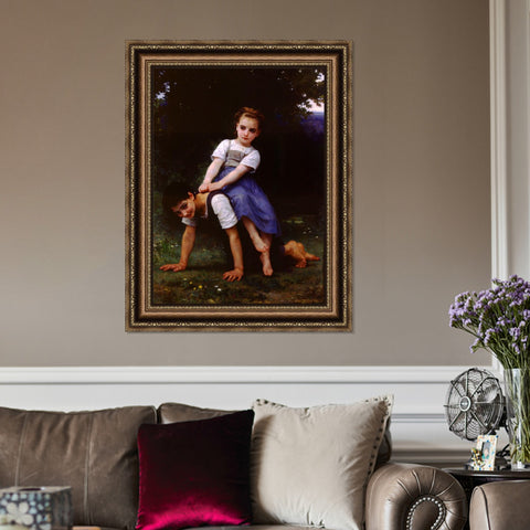 INVIN ART Framed Canvas Art Giclee Print The Horseback Ride by William Adolphe Bouguereau Wall Art Living Room Home Office Decorations