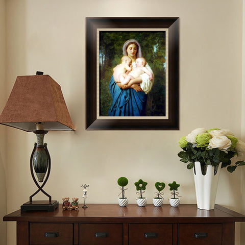 INVIN ART Framed Canvas Art Giclee Print Charit 1859 by William Adolphe Bouguereau Wall Art Living Room Home Office Decorations