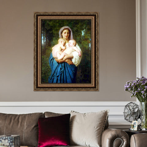 INVIN ART Framed Canvas Art Giclee Print Charit 1859 by William Adolphe Bouguereau Wall Art Living Room Home Office Decorations