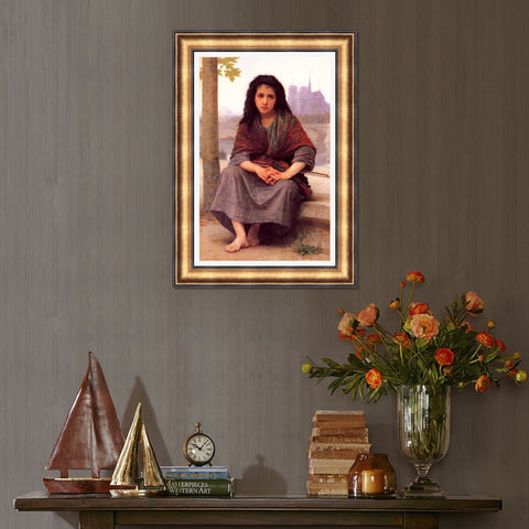 INVIN ART Framed Canvas Art Giclee Print The Bohemian by William Adolphe Bouguereau Wall Art Living Room Home Office Decorations