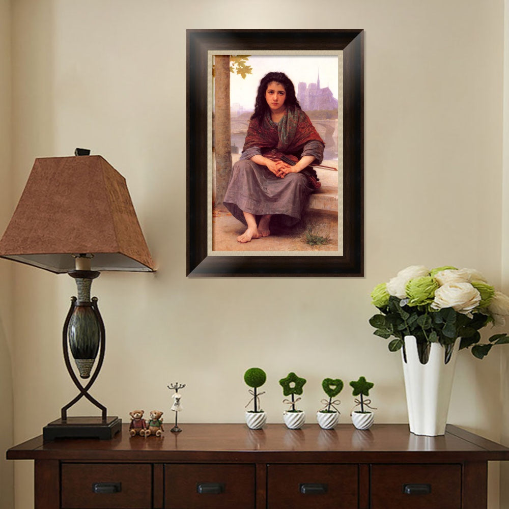 INVIN ART Framed Canvas Art Giclee Print The Bohemian by William Adolphe Bouguereau Wall Art Living Room Home Office Decorations
