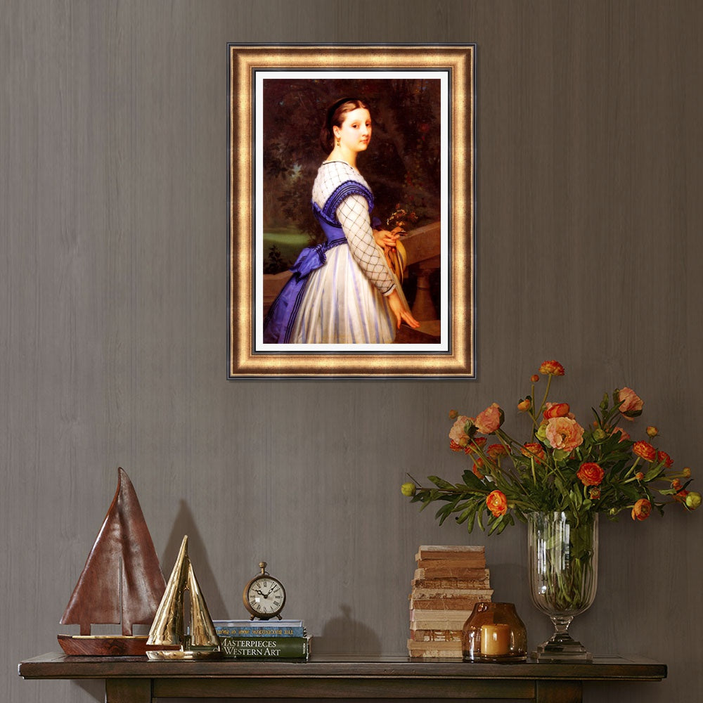 INVIN ART Framed Canvas Art Giclee Print The Countess de Montholon by William Adolphe Bouguereau Wall Art Living Room Home Office Decorations