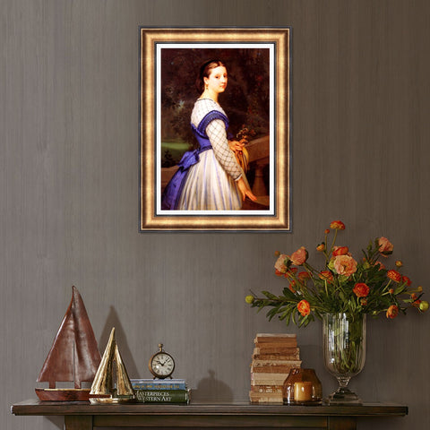 INVIN ART Framed Canvas Art Giclee Print The Countess de Montholon by William Adolphe Bouguereau Wall Art Living Room Home Office Decorations