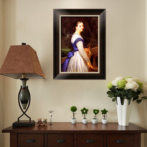 INVIN ART Framed Canvas Art Giclee Print The Countess de Montholon by William Adolphe Bouguereau Wall Art Living Room Home Office Decorations