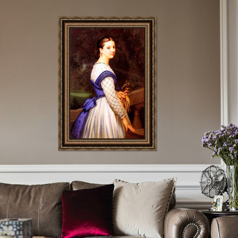 INVIN ART Framed Canvas Art Giclee Print The Countess de Montholon by William Adolphe Bouguereau Wall Art Living Room Home Office Decorations