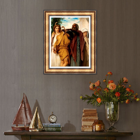 INVIN ART Framed Canvas Art Giclee Print Tobias Saying Good-Bye to his Father by William Adolphe Bouguereau Wall Art Living Room Home Office Decorations