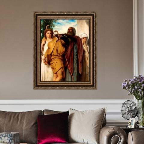 INVIN ART Framed Canvas Art Giclee Print Tobias Saying Good-Bye to his Father by William Adolphe Bouguereau Wall Art Living Room Home Office Decorations