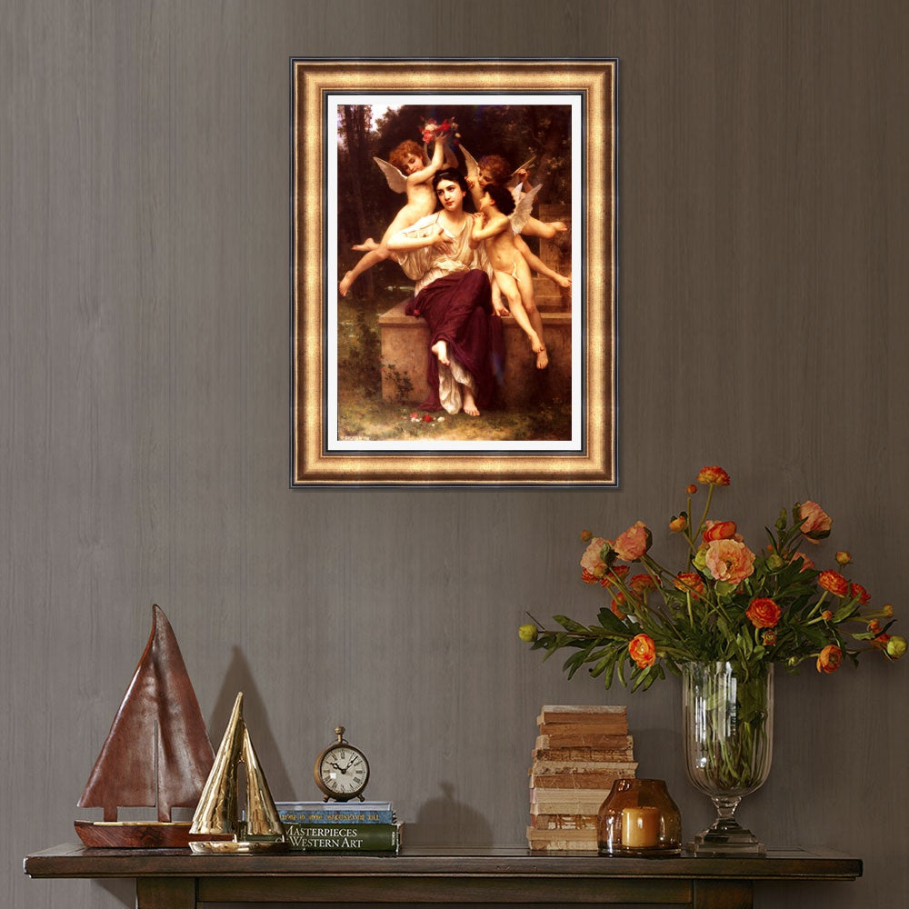 INVIN ART Framed Canvas Art Giclee Print Dream of Spring by William Adolphe Bouguereau Wall Art Living Room Home Office Decorations