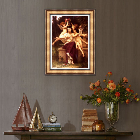 INVIN ART Framed Canvas Art Giclee Print Dream of Spring by William Adolphe Bouguereau Wall Art Living Room Home Office Decorations