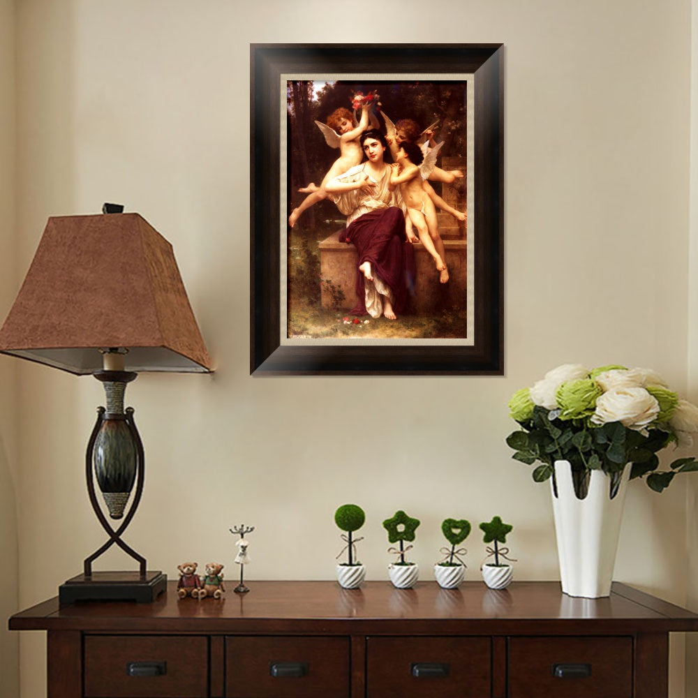 INVIN ART Framed Canvas Art Giclee Print Dream of Spring by William Adolphe Bouguereau Wall Art Living Room Home Office Decorations