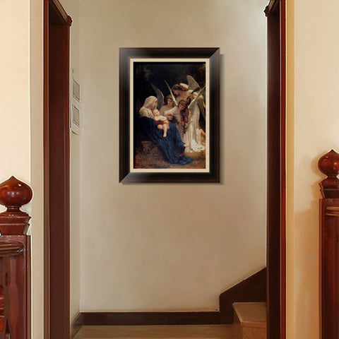 INVIN ART Framed Canvas Art Giclee Print The Virgin of the Angels by William Adolphe Bouguereau Wall Art Living Room Home Office Decorations
